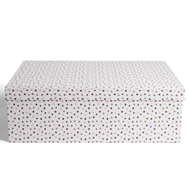Bo&icirc;te papier blanc &agrave; pois 44x31x15cm