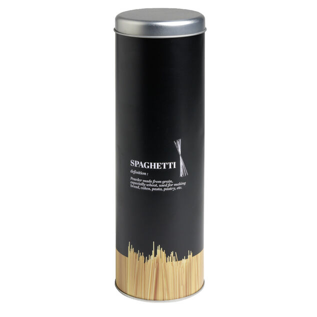 Bo&icirc;te &agrave; spaghetti en m&eacute;tal noir/imprim&eacute; - &Oslash;9xH.29cm