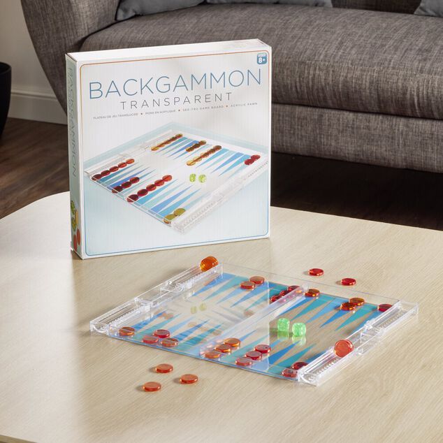Jeu de backgammon transparent 24,8x30cm