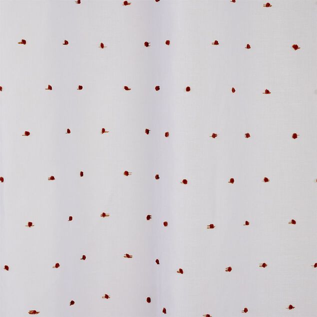 Voilage polyester &agrave; pompon 140x240cm blanc et orange