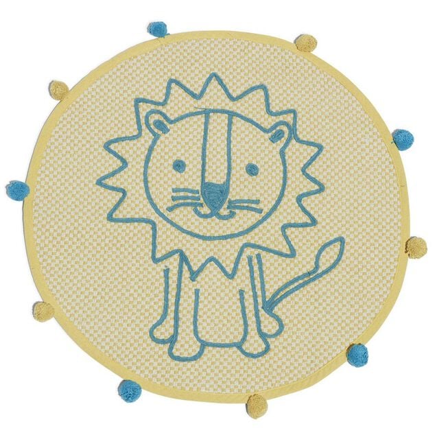 Tapis enfant rond imprim&eacute; lion &oslash;60 cm