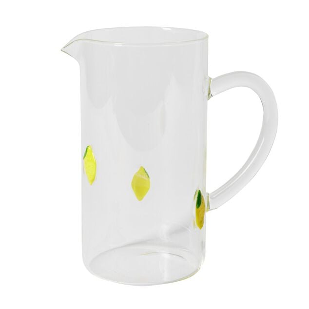 Carafe en verre transparent motif relief citron jaune &Oslash;10xH21cm