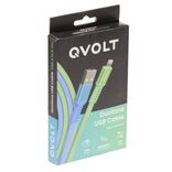 C&acirc;ble USB-A vers Lightning charge rapide bicolore vert et bleu 2m