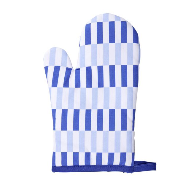 Gant de cuisine manique bleu et blanc 18x28cm