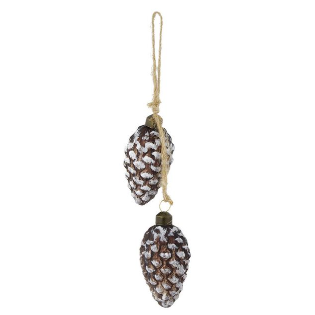 D&eacute;coration &agrave; suspendre pommes de pin en verre marron &Oslash;4,5xH9cm
