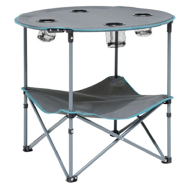 Table de camping pliable avec 4 porte-gobelets &Oslash;70xH.60 cm