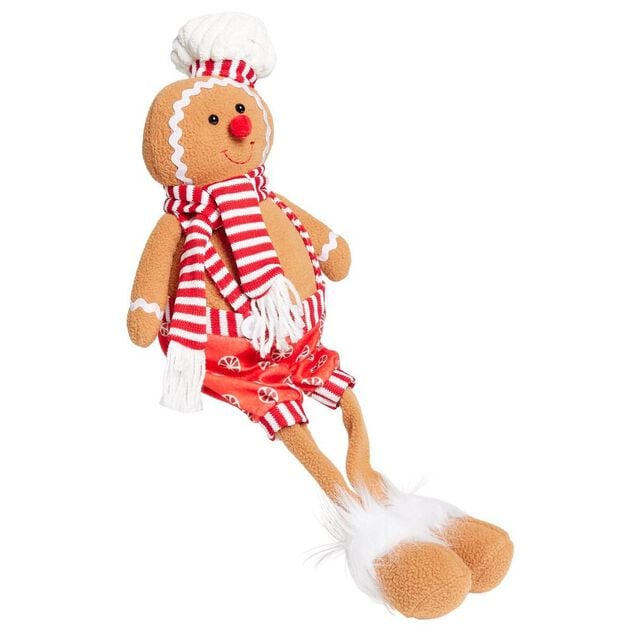Bonhomme pain d'&eacute;pice d&eacute;co No&euml;l avec jambes pendantes H48cm