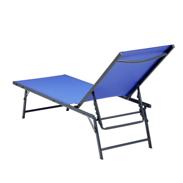 Bain de soleil Dream 5 positions acier et textil&egrave;ne bleu 181x54xH33-86cm