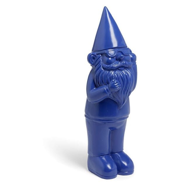 Nain &agrave; lunettes d&eacute;coratif H15cm plastique bleu