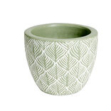 Pot terre cuite motif feuillage rouge et blanc &Oslash;20xH20cm