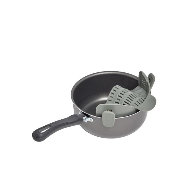 Passoire casserole &agrave; clips silicone gris