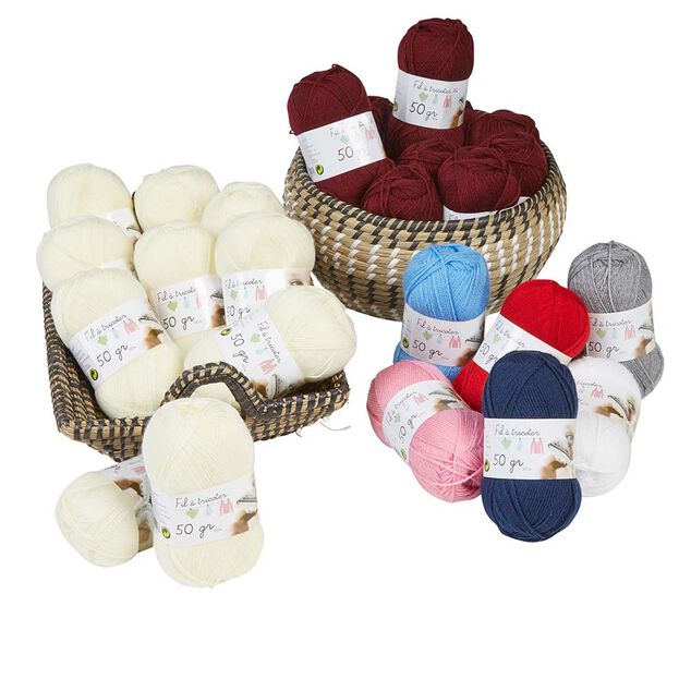 Pelote de fil &agrave; tricoter en acrylique x10