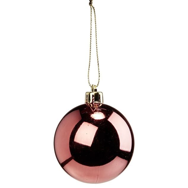 Boule de Noël rose foncé brillant Ø6cm