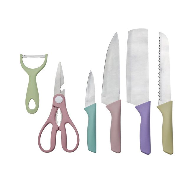 Lot de 6 ustensiles de d&eacute;coupe inox