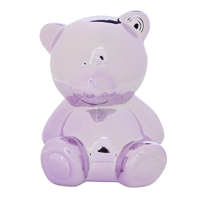 Tirelire forme ours m&eacute;tallis&eacute; en c&eacute;ramique H10,5cm