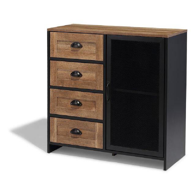 Buffet Laura noir et miel - L80 x P35 x H82 cm