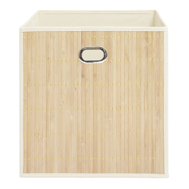 Pani&egrave;re de rangement pour Box Cube en tissu fa&ccedil;ade bambou 31x31xH31cm