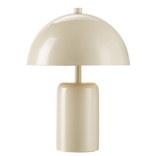 Lampe &agrave; poser champignon m&eacute;tal et plastique chrome beige &Oslash;19xH27cm