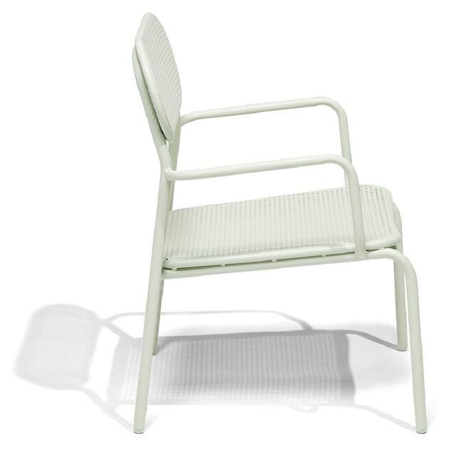 Chaise basse de jardin Faro empilable m&eacute;tal vert 56x56xH75cm