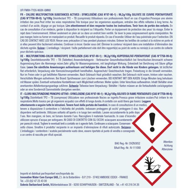 Chlore multifonction piscine 32 galets 4,3kg