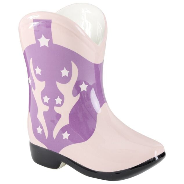 Vase forme chaussure de cowboy dolomite L16X8XH18 cm (2 mod&egrave;les violet ou rouge)