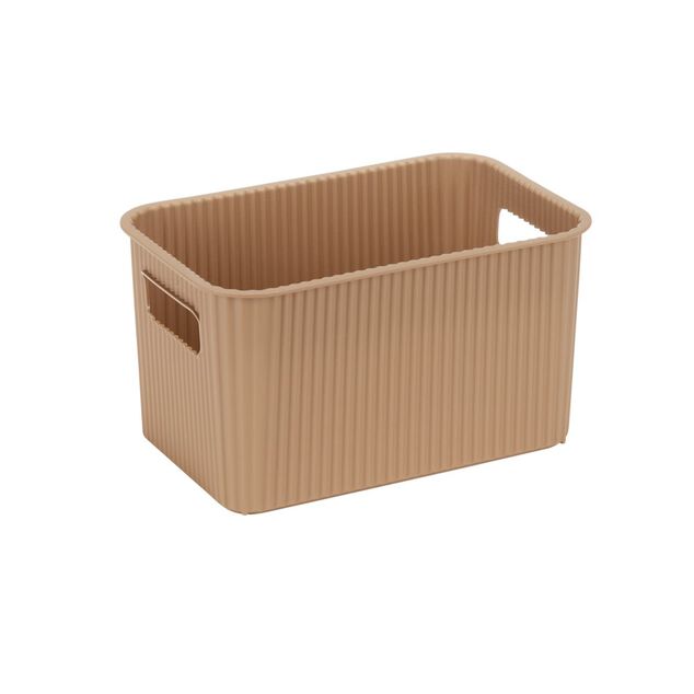 Pani&egrave;re de rangement 4L rectangulaire plastique marron 25,5x17xH12,5cm
