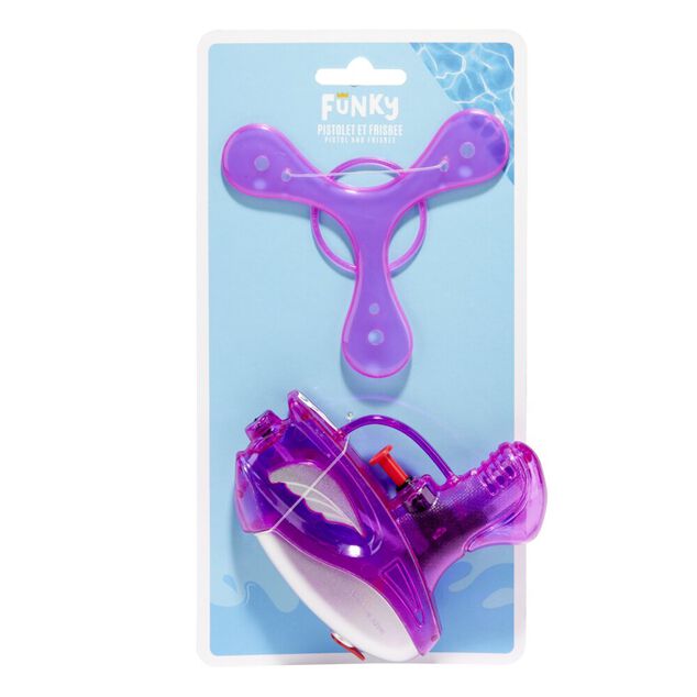 Pistolet &agrave; eau avec disque volant plastique 13x3xH25cm (2 mod&egrave;les)
