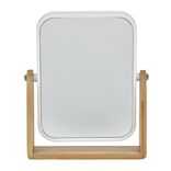 Miroir &agrave; poser blanc et bambou