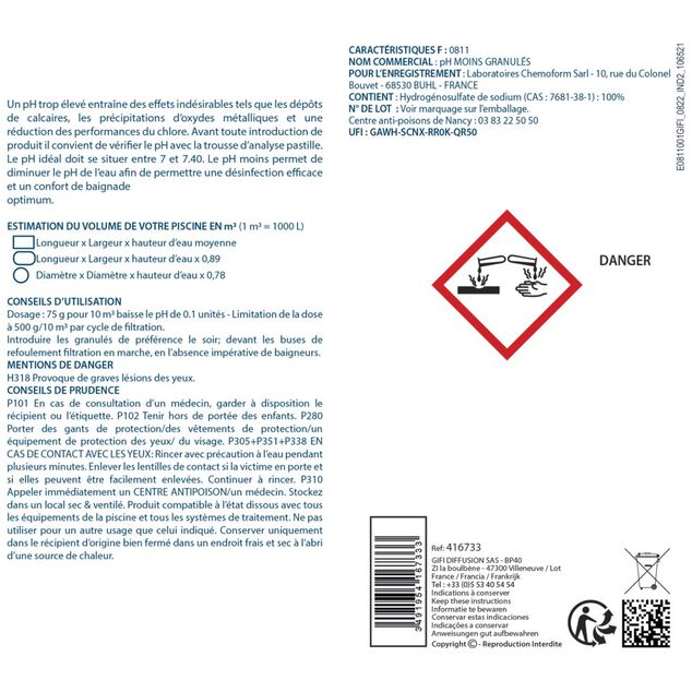PH Moins granul&eacute;s 1,5kg