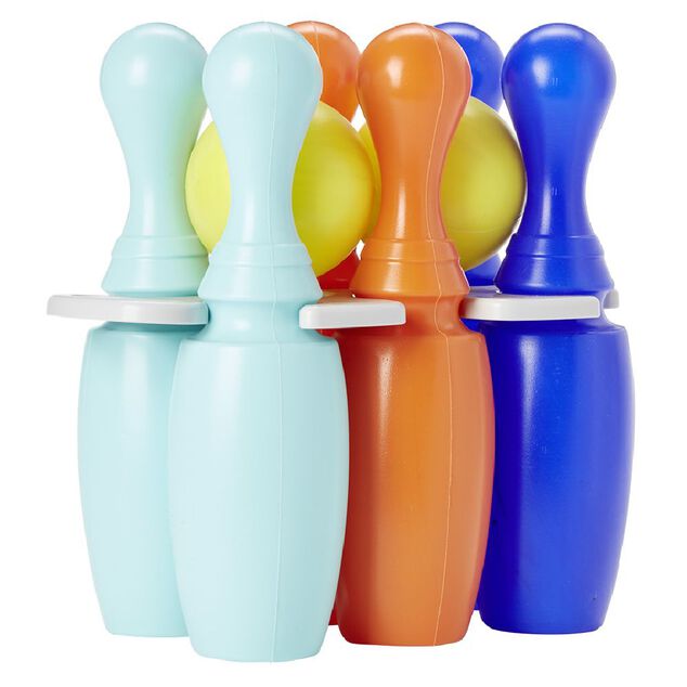 Quille en plastique pour bowling bleu et orange x6