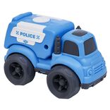 Voiture de police plastique bleu 10x6,5xH7 cm