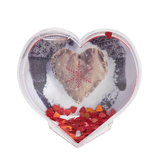 Boule &agrave; neige personnalisable forme coeur en verre 9,5x9,5cm