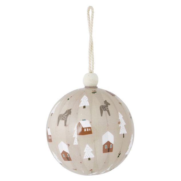 Boule de Noël village et cheval beige et blanc Ø8cm - 3 modèles