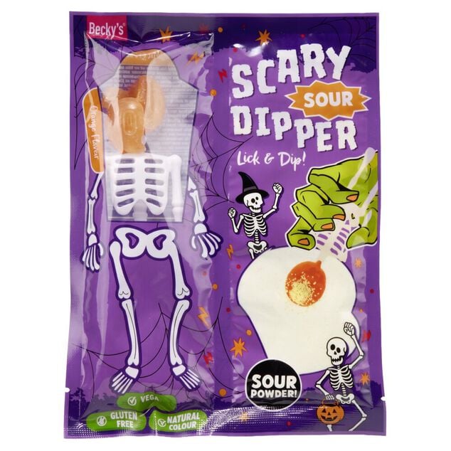 Bonbon Halloween squelette avec poudre acidul&eacute;e 70g