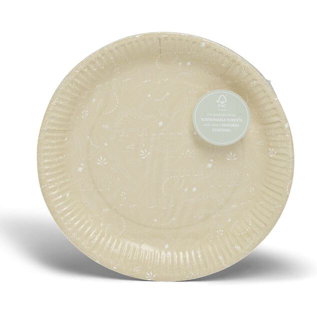 Lot de 8 assiettes motif dinosaures carton Ø23cm