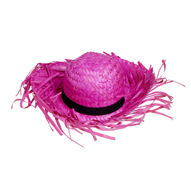 Chapeau de paille adulte rose