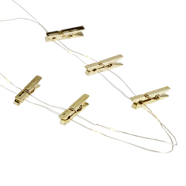 Guirlande LED &agrave; pinces 280cm plastique dor&eacute;