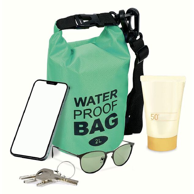 Sac de plage &eacute;tanche 10L polyester vert et noir