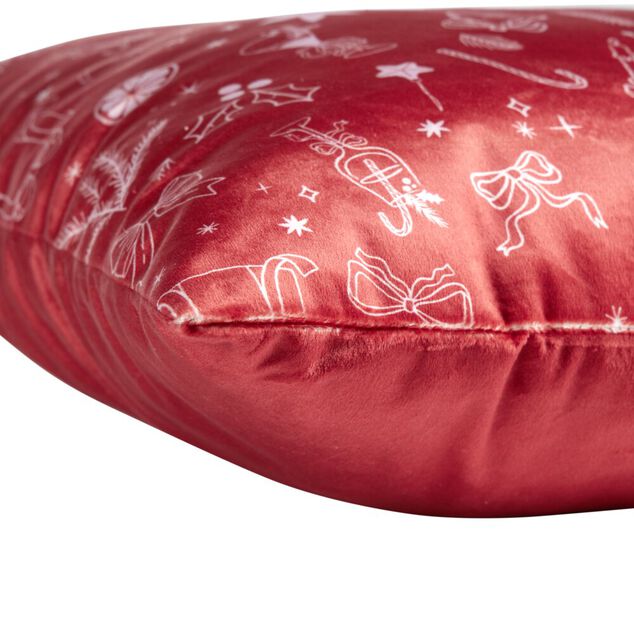 Coussin carr&eacute; imitation velours imprim&eacute; No&euml;l L45X45XH10 cm (4 mod&egrave;les)