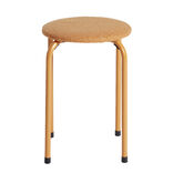 Tabouret rond bas empilable Lola m&eacute;tal beige &Oslash;38xH50cm