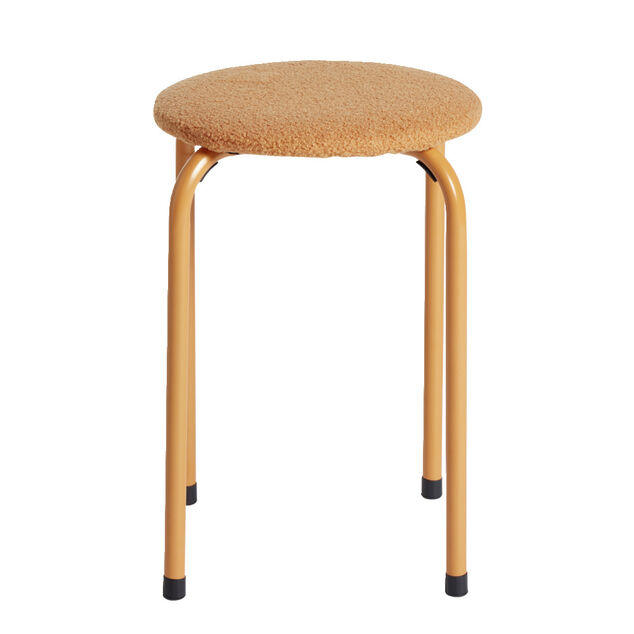 Tabouret rond bas empilable Lola m&eacute;tal beige &Oslash;38xH50cm