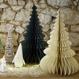 Sapin de Noël à poser ou suspendre en papier Ø40xH64cm (2 modèles)