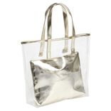 Sac de plage transparent avec pochette dor&eacute;