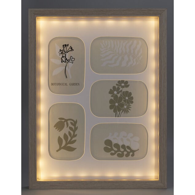 Cadre LED d&eacute;co 5 vues nature v&eacute;g&eacute;taux 33xH43cm (2 mod&egrave;les)