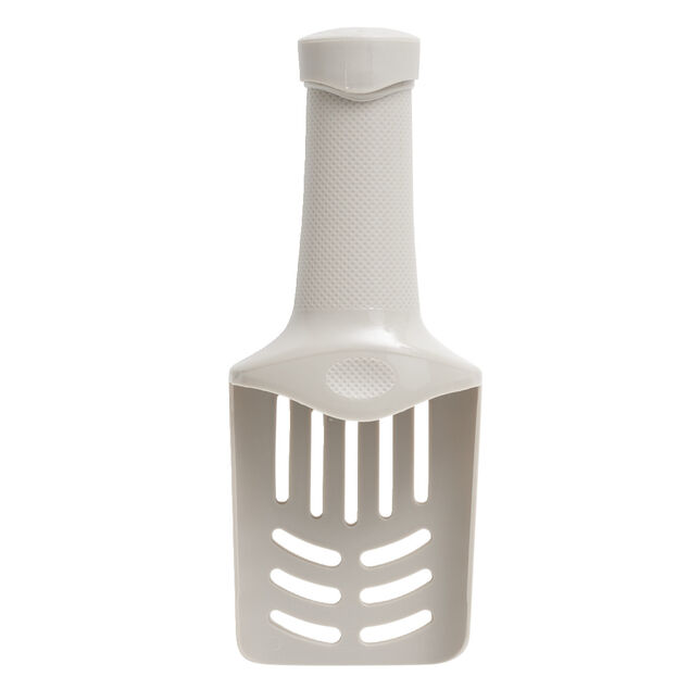 Pelle à litière plastique beige avec ouverture pour sachet plastique