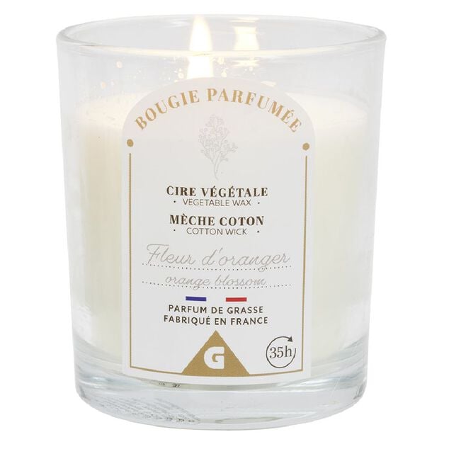 Bougie orange dans verre senteur figues &Oslash;7xH8cm