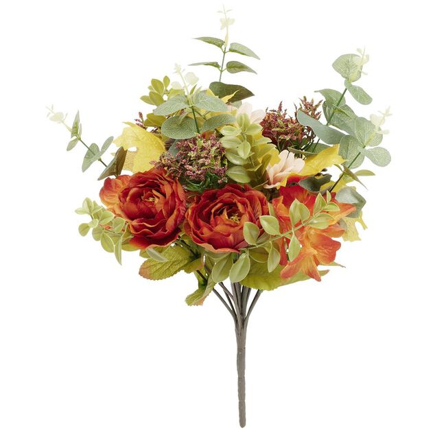 Piquet fleur artificielle pivoine et eucalyptus