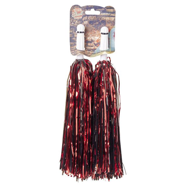 Pompon rouge brillant L18cm x2