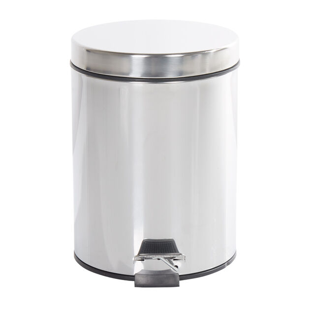 Poubelle ronde gris m&eacute;tallis&eacute; 5 L