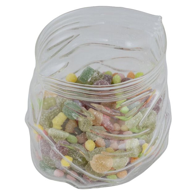 Bonbonni&egrave;re forme sachet froiss&eacute; 970ml verre transparent 13x12xH12cm